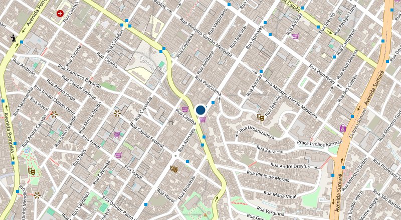 Mapa de la ubicación de Alinfo — Rua Apinajés, 1100, Perdizes, São Paulo